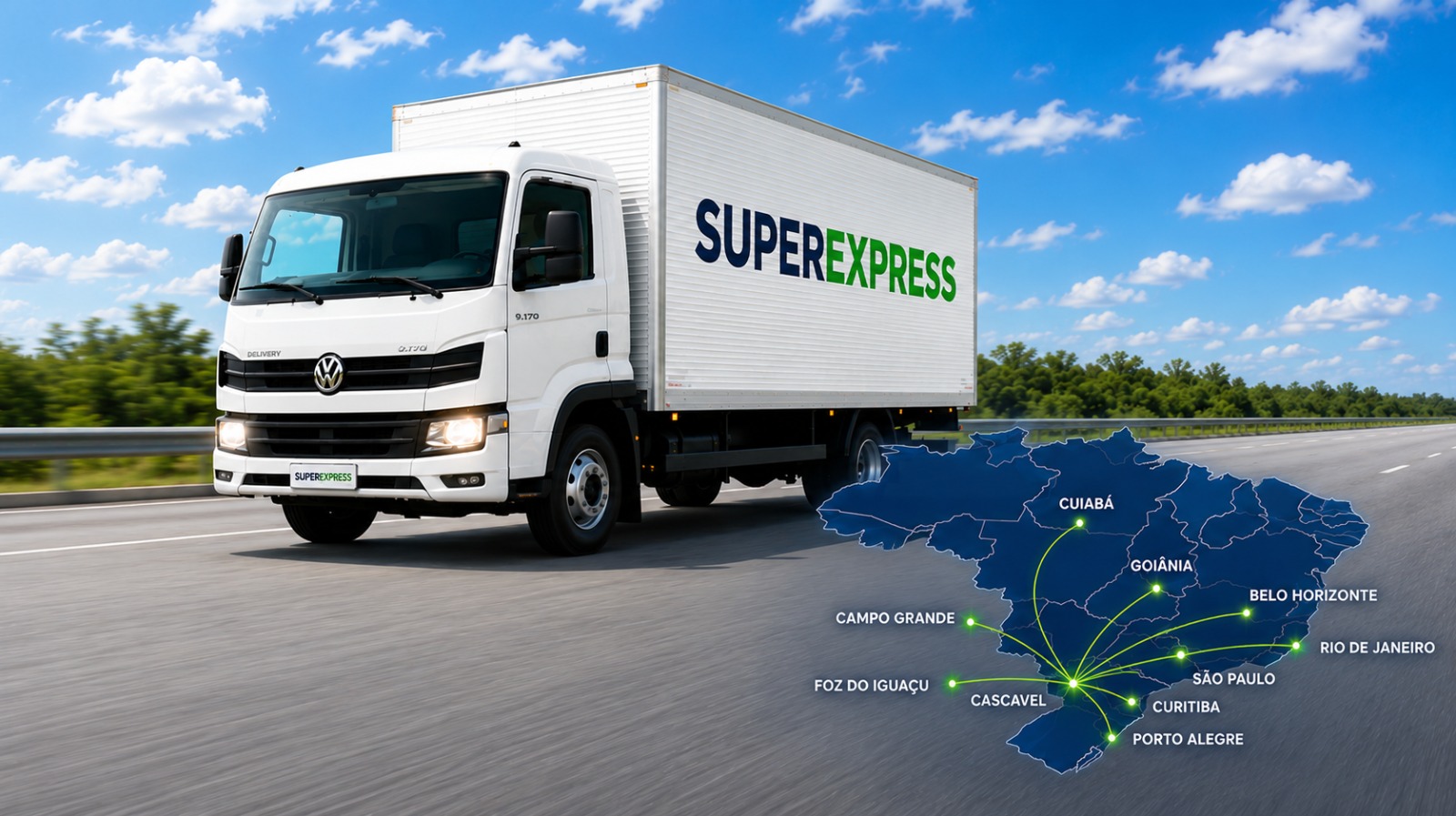 Mapa de rotas SuperExpress pelo Brasil